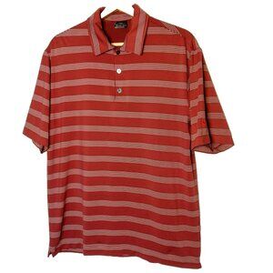 Nike Golf Dri Fit UV Polo Shirt M Short Sleeve Maroon White Stripe Performance